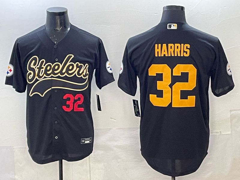 Men 2025 Pittsburgh Steelers #32 Harris black 3th generation Joint Name Nike Limited NFL Jersey style 03->pittsburgh steelers->NFL Jersey